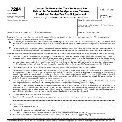 Document preview: IRS Form f7204 — IRS, United States (CERFA n°7204)