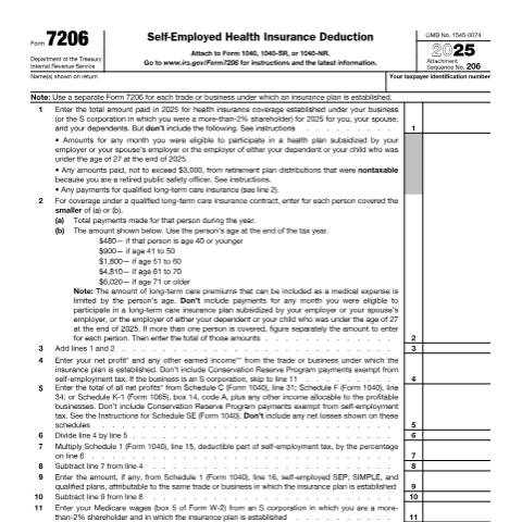 Document preview: IRS Form f7206 — IRS, United States (CERFA n°7206)