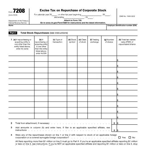 Document preview: IRS Form f7208 — IRS, United States (CERFA n°7208)
