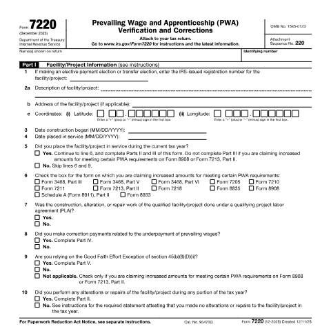 Document preview: IRS Form f7220 — IRS, United States (CERFA n°7220)