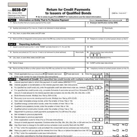 Document preview: IRS Form f8038cp — IRS, United States (CERFA n°8038CP)