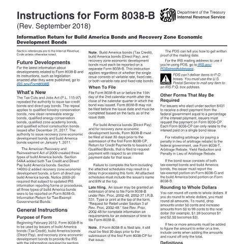 Document preview: IRS Instructions i8038b — IRS, United States (CERFA n°INST-8038B)