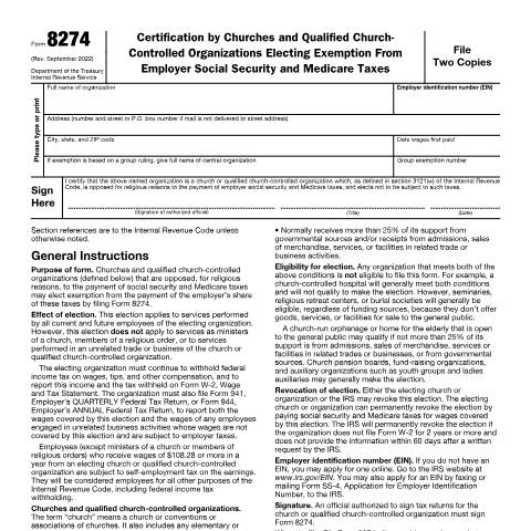 Document preview: IRS Form f8274 — IRS, United States (CERFA n°8274)