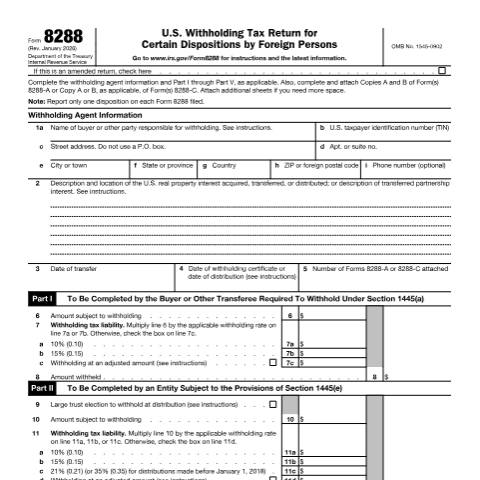 Document preview: IRS Form f8288 — IRS, United States (CERFA n°8288)