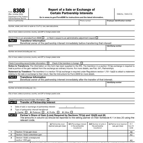 Document preview: IRS Form f8308 — IRS, United States (CERFA n°8308)