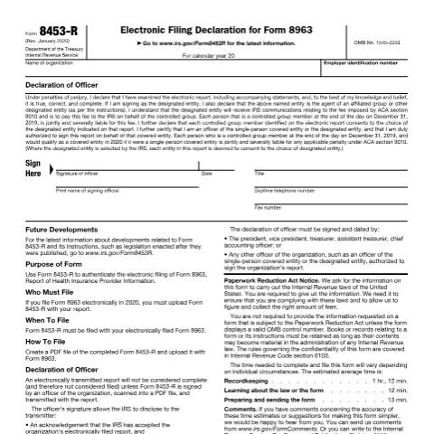 Document preview: IRS Form f8453r — IRS, United States (CERFA n°8453R)