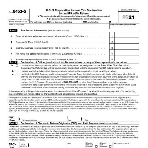 Document preview: IRS Form f8453s — IRS, United States (CERFA n°8453S)