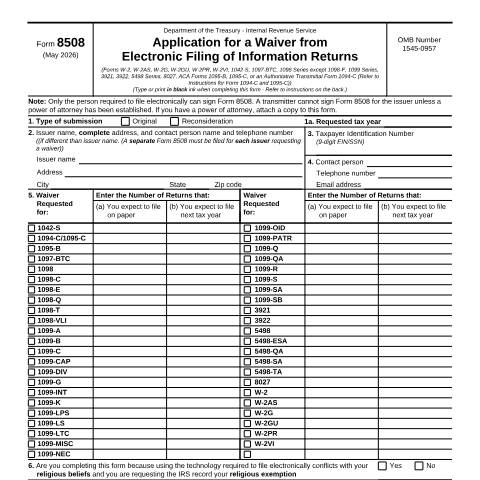 Document preview: IRS Form f8508 — IRS, United States (CERFA n°8508)