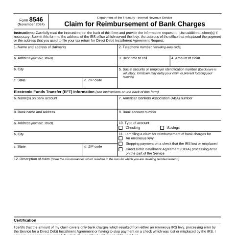 Document preview: IRS Form f8546 — IRS, United States (CERFA n°8546)