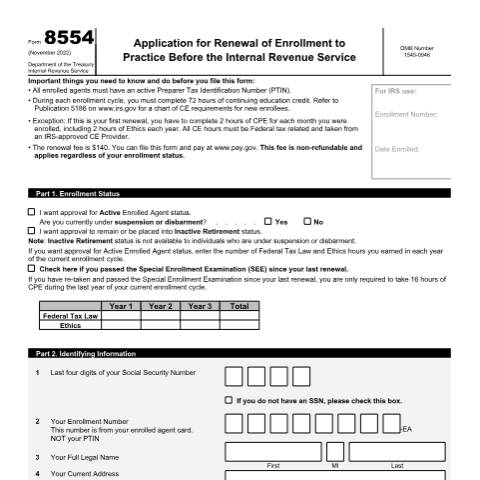 Document preview: IRS Form f8554 — IRS, United States (CERFA n°8554)