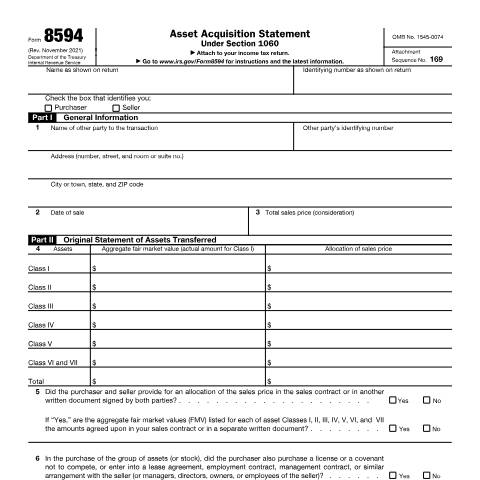 Document preview: IRS Form f8594 — IRS, United States (CERFA n°8594)
