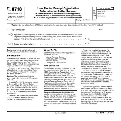 Document preview: IRS Form f8718 — IRS, United States (CERFA n°8718)
