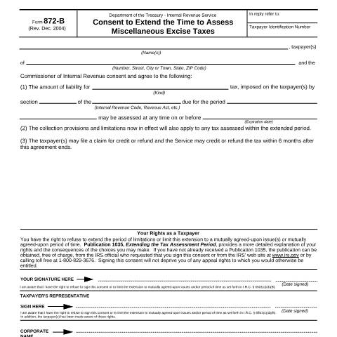 Document preview: IRS Form f872b — IRS, United States (CERFA n°872B)