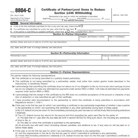 Document preview: IRS Form f8804c — IRS, United States (CERFA n°8804C)