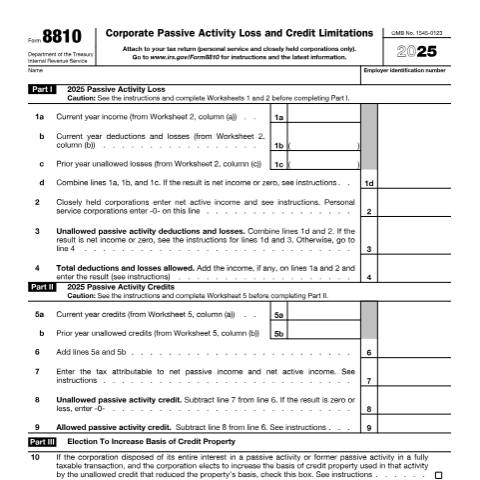 Document preview: IRS Form f8810 — IRS, United States (CERFA n°8810)