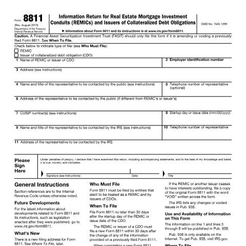 Document preview: IRS Form f8811 — IRS, United States (CERFA n°8811)