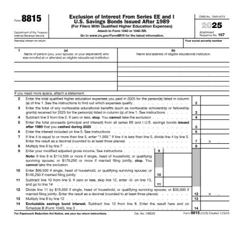 Document preview: IRS Form f8815 — IRS, United States (CERFA n°8815)