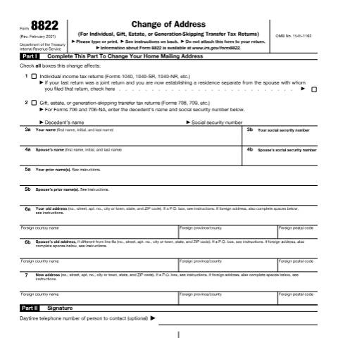Document preview: IRS Form f8822 — IRS, United States (CERFA n°8822)