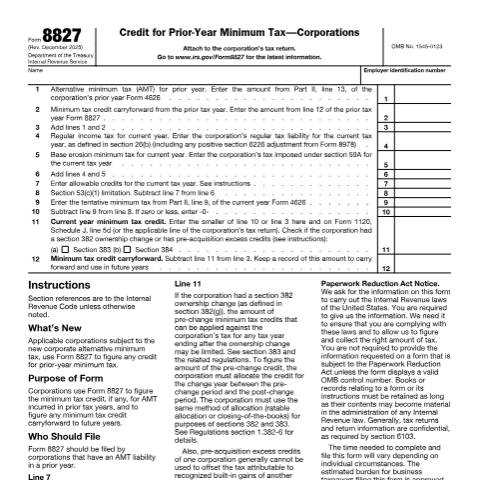 Document preview: IRS Form f8827 — IRS, United States (CERFA n°8827)