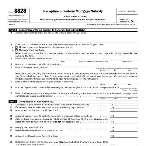 Document preview: IRS Form f8828 — IRS, United States (CERFA n°8828)