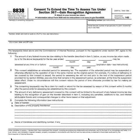 Document preview: IRS Form f8838 — IRS, United States (CERFA n°8838)