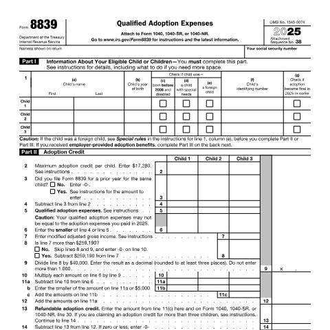 Document preview: IRS Form f8839 — IRS, United States (CERFA n°8839)