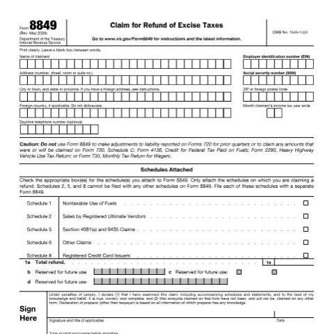 Document preview: IRS Form f8849 — IRS, United States (CERFA n°8849)
