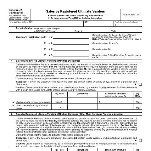 Document preview: IRS Form f8849s2 — IRS, United States (CERFA n°8849S2)