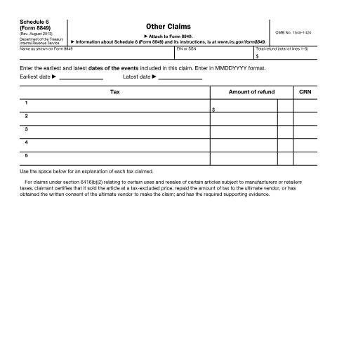 Document preview: IRS Form f8849s6 — IRS, United States (CERFA n°8849S6)