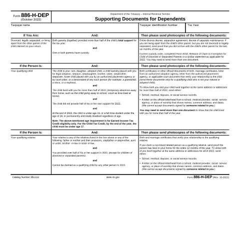 Document preview: IRS Form f886hdep — IRS, United States (CERFA n°886HDEP)