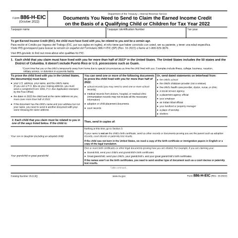 Document preview: IRS Form f886he — IRS, United States (CERFA n°886HE)