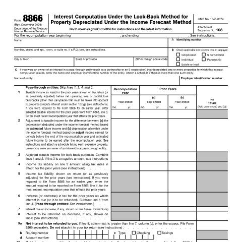 Document preview: IRS Form f8866 — IRS, United States (CERFA n°8866)