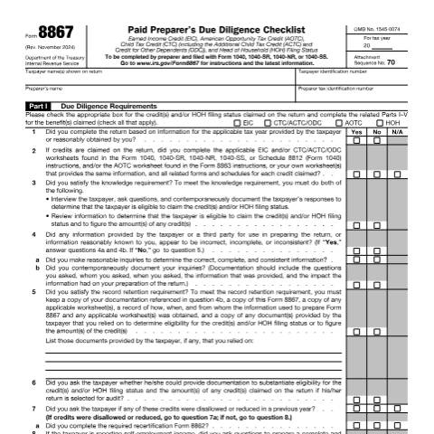 Document preview: IRS Form f8867 — IRS, United States (CERFA n°8867)