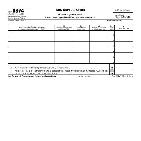 Document preview: IRS Form f8874 — IRS, United States (CERFA n°8874)