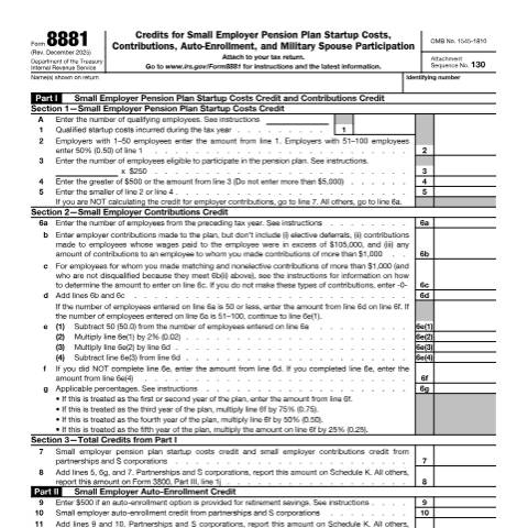 Document preview: IRS Form f8881 — IRS, United States (CERFA n°8881)