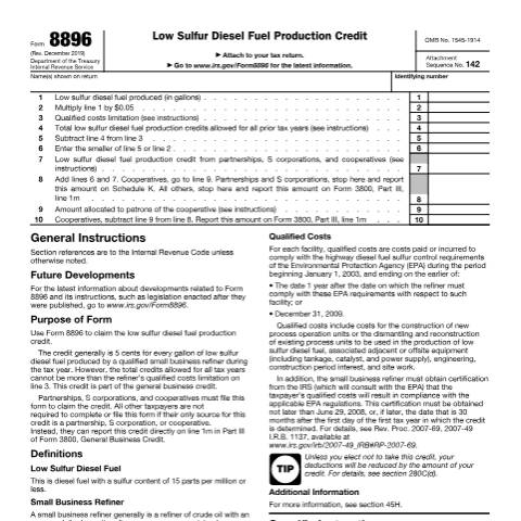 Document preview: IRS Form f8896 — IRS, United States (CERFA n°8896)