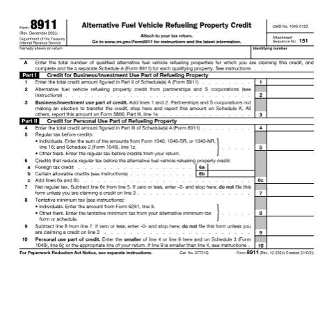 Document preview: IRS Form f8911 — IRS, United States (CERFA n°8911)