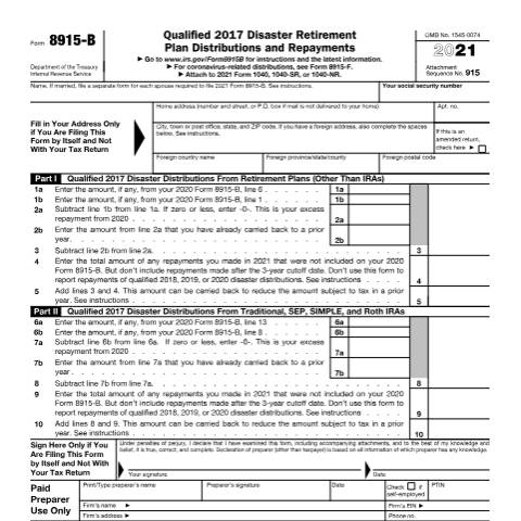 Document preview: IRS Form f8915b — IRS, United States (CERFA n°8915B)
