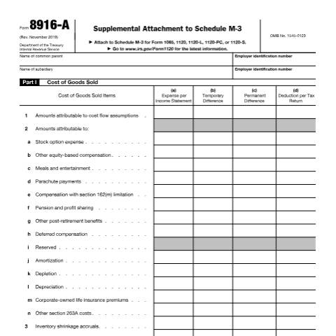 Document preview: IRS Form f8916a — IRS, United States (CERFA n°8916A)