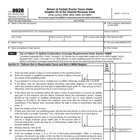 Document preview: IRS Form f8928 — IRS, United States (CERFA n°8928)