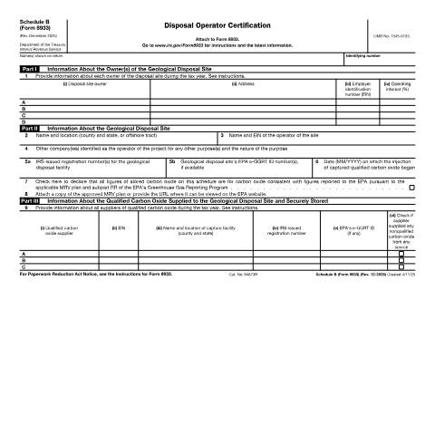 Document preview: IRS Form f8933sb — IRS, United States (CERFA n°8933SB)