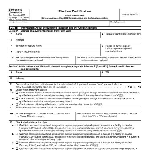 Document preview: IRS Form f8933se — IRS, United States (CERFA n°8933SE)