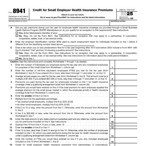 Document preview: IRS Form f8941 — IRS, United States (CERFA n°8941)