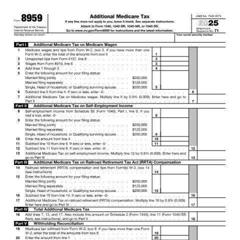 Document preview: IRS Form f8959 — IRS, United States (CERFA n°8959)