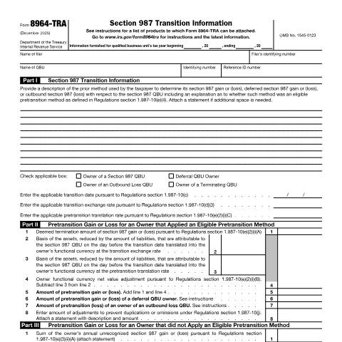 Document preview: IRS Form f8964tra — IRS, United States (CERFA n°8964TRA)