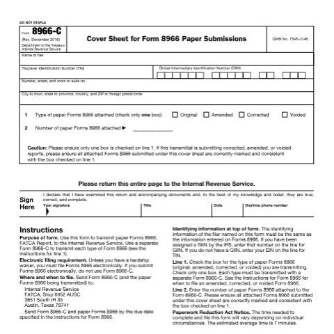 Document preview: IRS Form f8966c — IRS, United States (CERFA n°8966C)