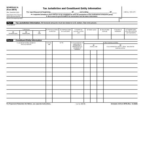 Document preview: IRS Form f8975sa — IRS, United States (CERFA n°8975SA)