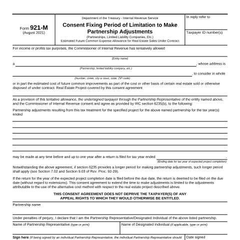 Document preview: IRS Form f921m — IRS, United States (CERFA n°921M)