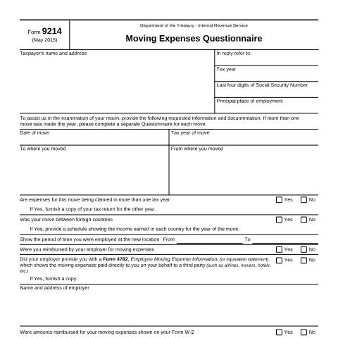 Document preview: IRS Form f9214 — IRS, United States (CERFA n°9214)