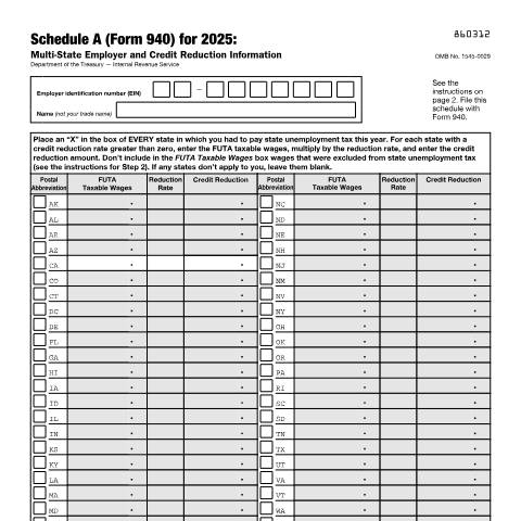 Document preview: IRS Form f940sa — IRS, United States (CERFA n°940SA)